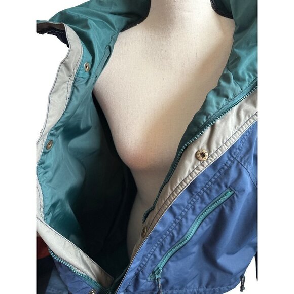 Columbia Coat Anorak Blue Winter Parka Blue Green 3/4 Button VINTAGE Size Large - Picture 2 of 14